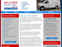 Tablet Screenshot of mccordhvacinc.com